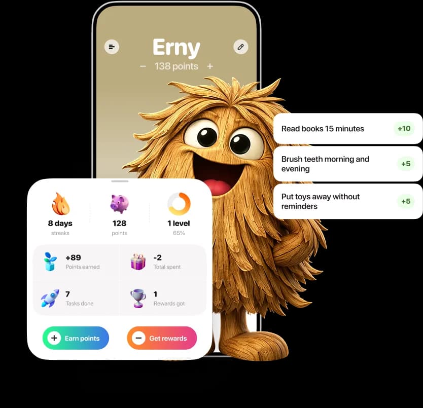 Kids earn points - Erny app interface